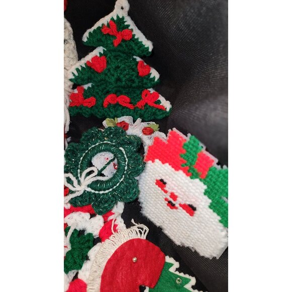 Crocheted Christmas Ornaments Set Of 28 Handmade Decor Wreaths Santa Stockings T - Picture 8 of 13